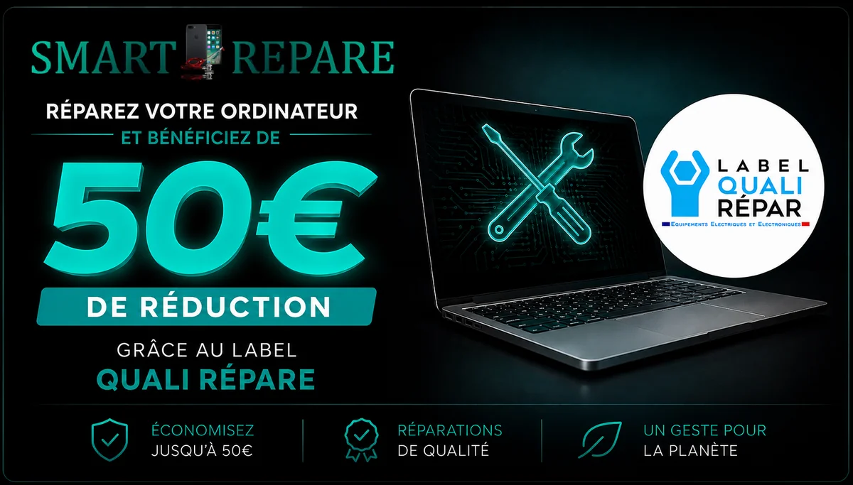 Label QualiRépar - 50 € de réduction sur la réparation ordinateur